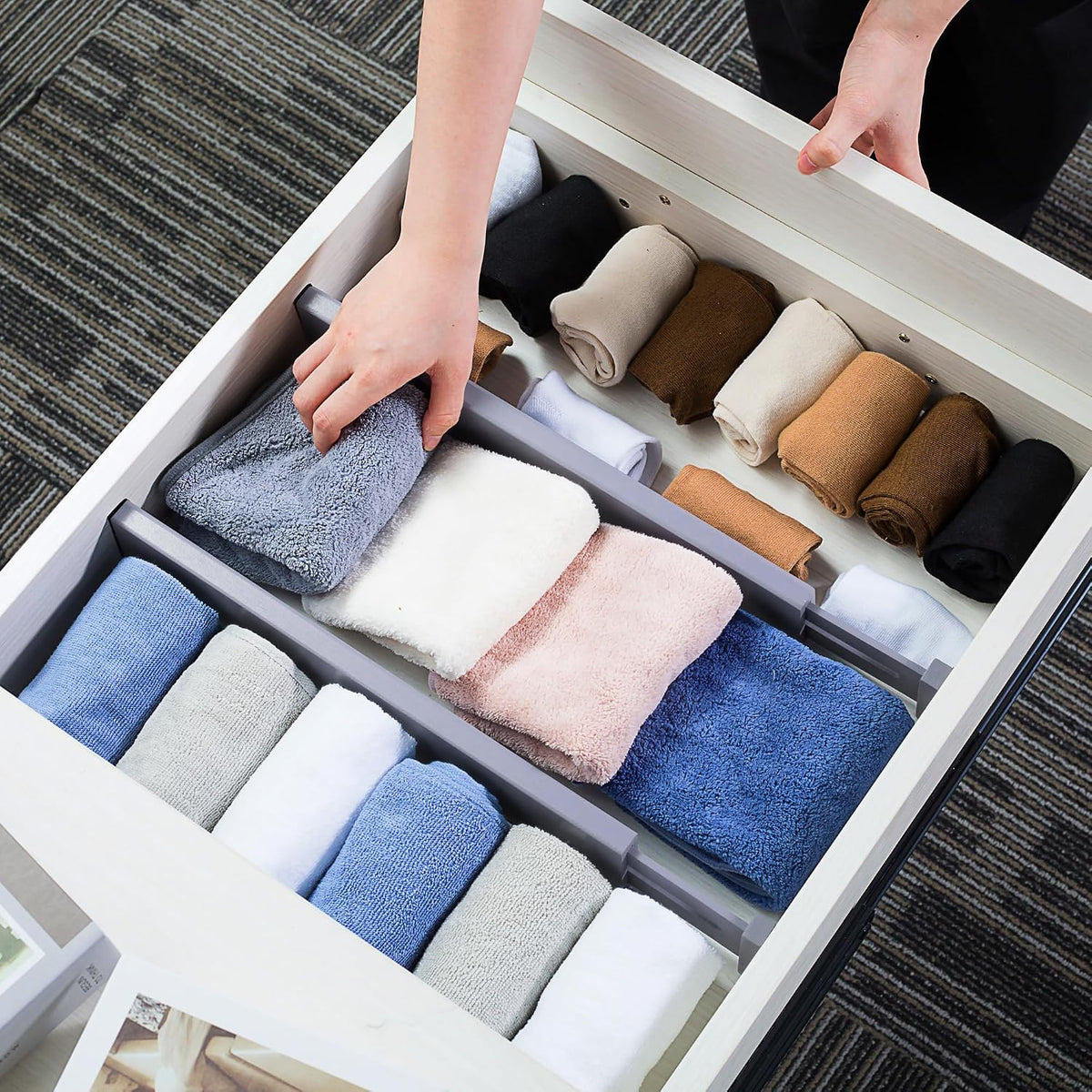 4 Pcs Bamboo Kitchen Drawer Dividers, Large Drawers Organizers