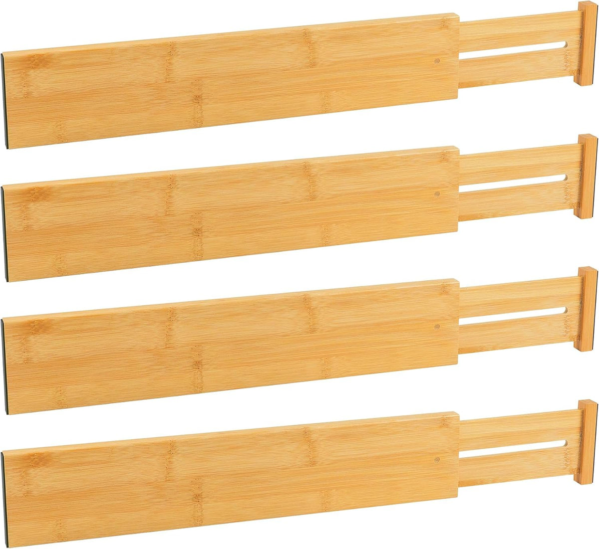 4 Pcs Bamboo Kitchen Drawer Dividers, Large Drawers Organizers