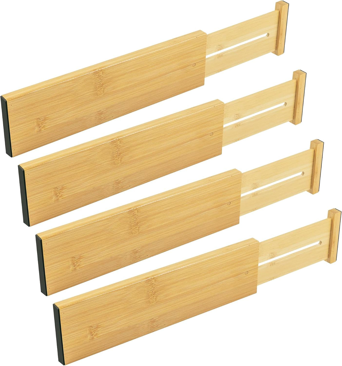 4 Pcs Bamboo Kitchen Drawer Dividers, Large Drawers Organizers