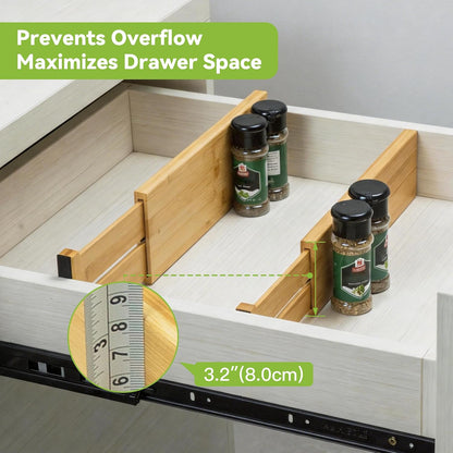4 Pcs Bamboo Kitchen Drawer Dividers, Large Drawers Organizers
