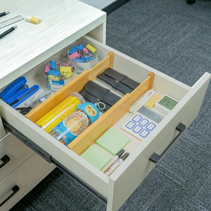 4 Pcs Bamboo Kitchen Drawer Dividers, Large Drawers Organizers