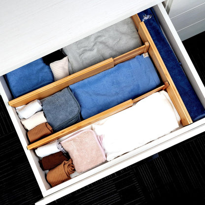 4 Pcs Bamboo Kitchen Drawer Dividers, Large Drawers Organizers