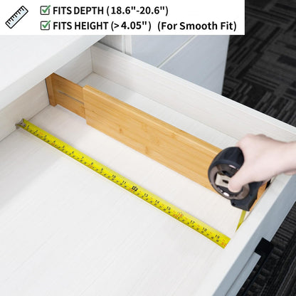 4 Pcs Bamboo Kitchen Drawer Dividers, Large Drawers Organizers