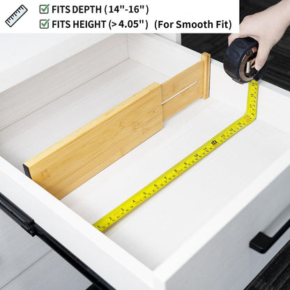 4 Pcs Bamboo Kitchen Drawer Dividers, Large Drawers Organizers