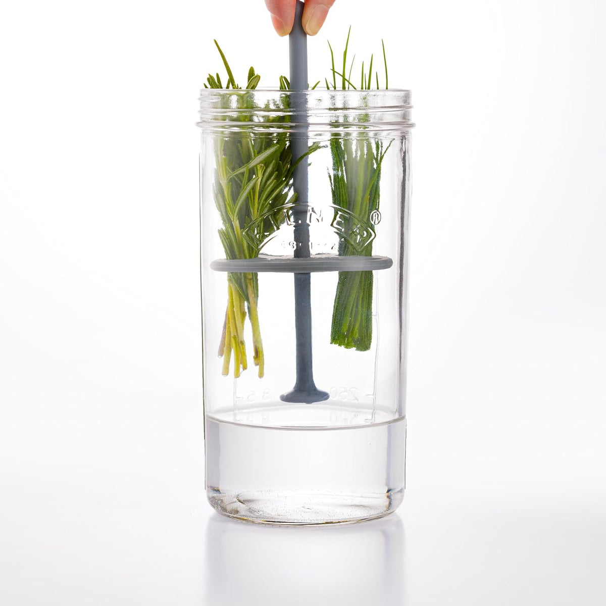 Herb Keeper Set | Keep Herbs Fresh for Up to 3 Weeks | 1L Wide Mouth Jar with Stainless Steel Lid & Silicone Lifter | Easy-to-Use for Home-Grown or Store-Bought Herbs | Recipe Booklet Included