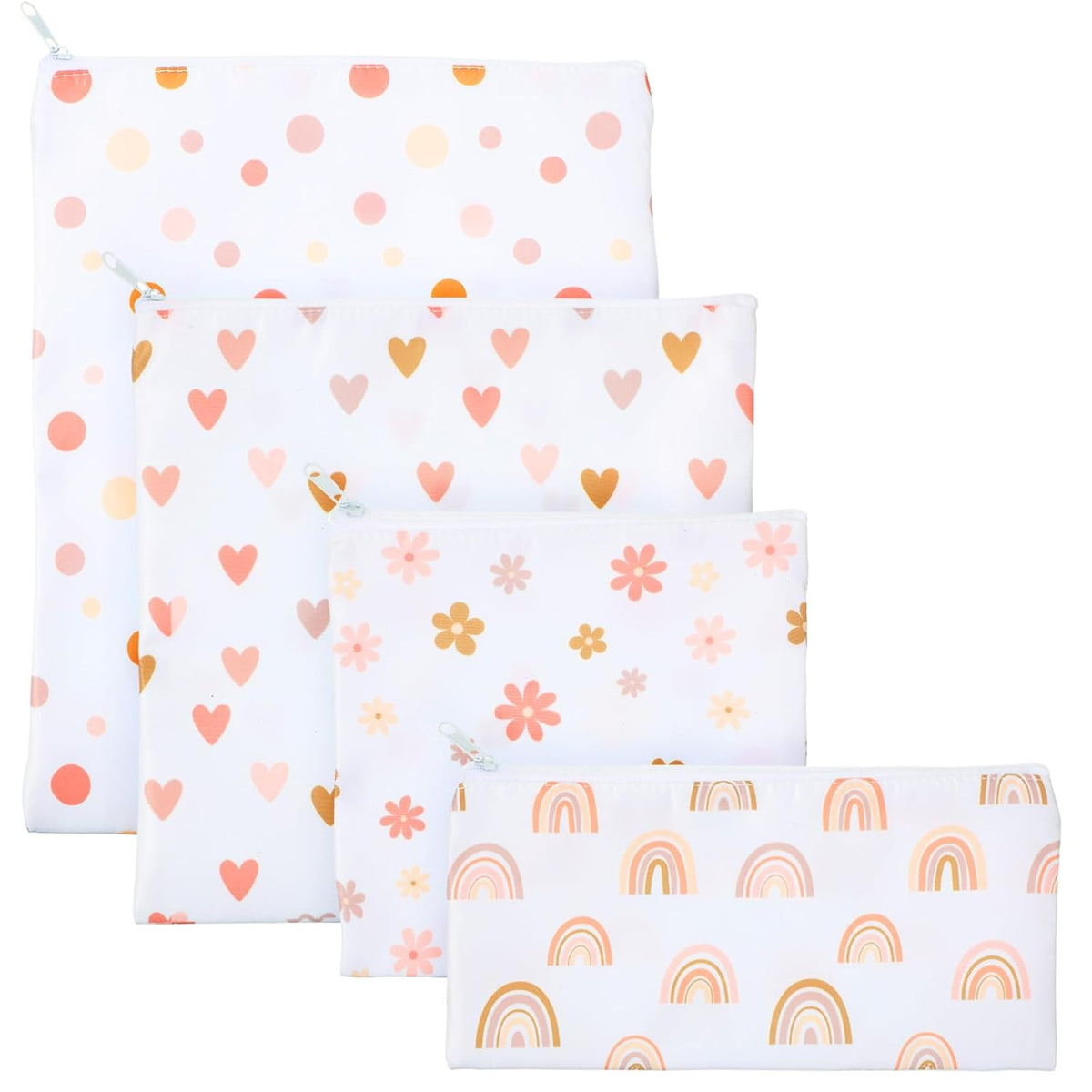 4 Pcs Reusable Snack Bags for Kids, Washable Sandwich Bags,Rainbow