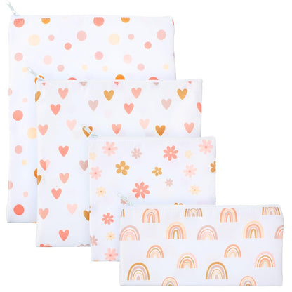 4 Pcs Reusable Snack Bags for Kids, Washable Sandwich Bags,Rainbow