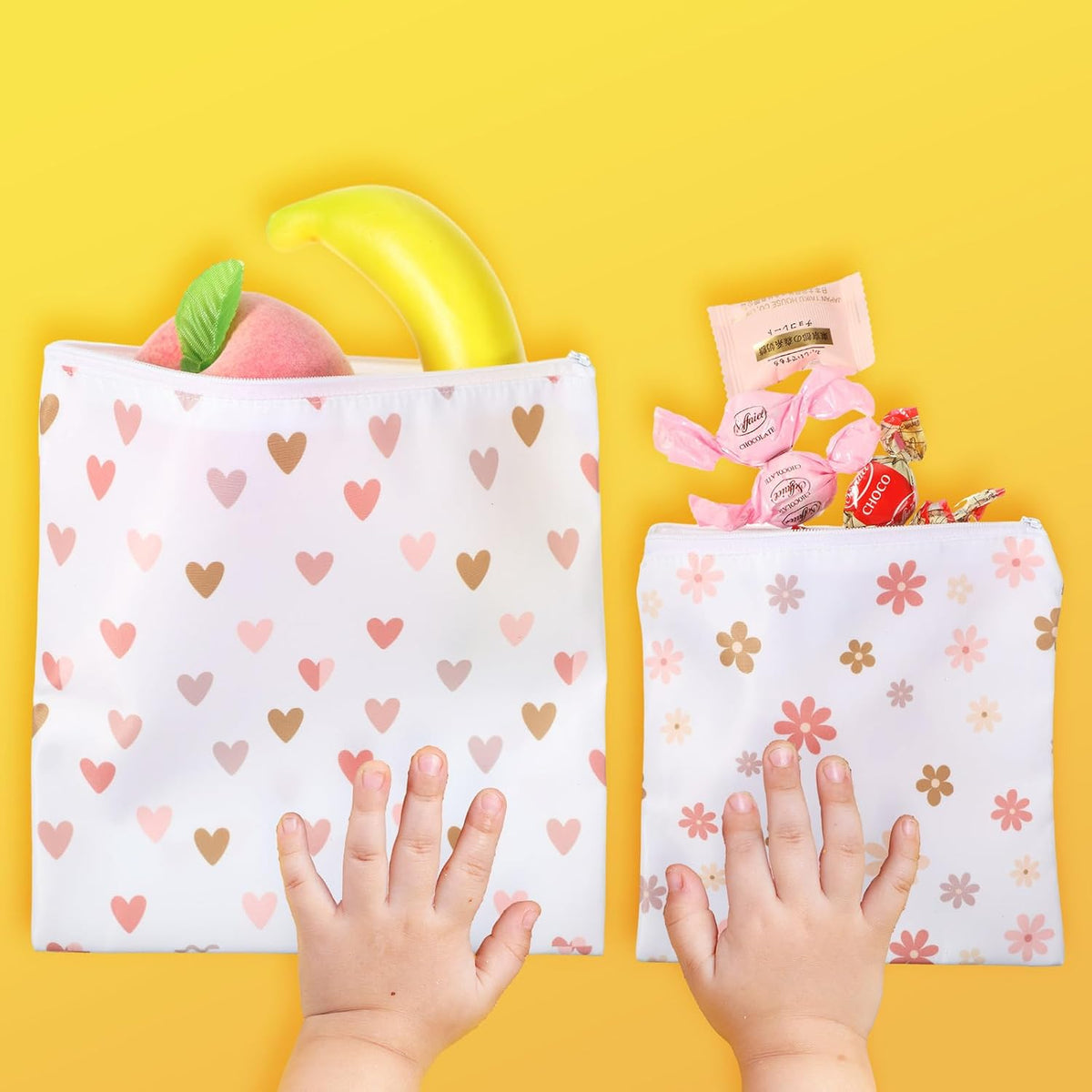 4 Pcs Reusable Snack Bags for Kids, Washable Sandwich Bags,Rainbow