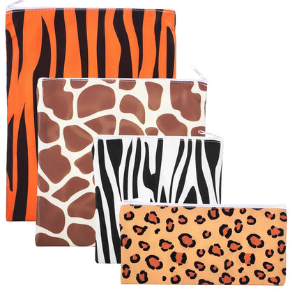4 Pcs Reusable Snack Bags for Kids, Washable Sandwich Bags,Rainbow