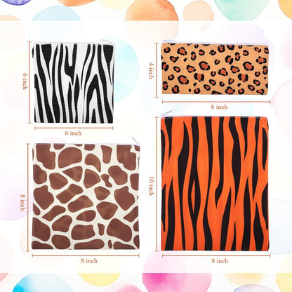 4 Pcs Reusable Snack Bags for Kids, Washable Sandwich Bags,Rainbow