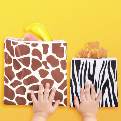 4 Pcs Reusable Snack Bags for Kids, Washable Sandwich Bags,Rainbow