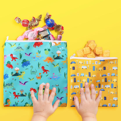 4 Pcs Reusable Snack Bags for Kids, Washable Sandwich Bags,Rainbow
