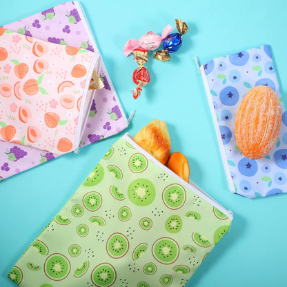 4 Pcs Reusable Snack Bags for Kids, Washable Sandwich Bags,Rainbow