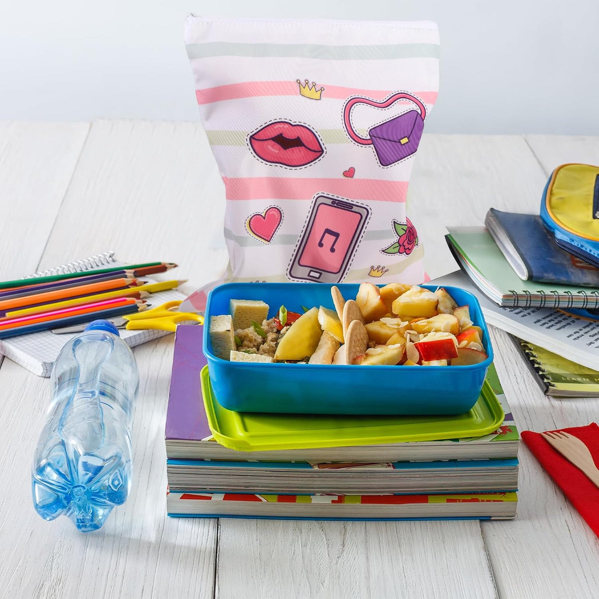 4 Pcs Reusable Snack Bags for Kids, Washable Sandwich Bags,Rainbow