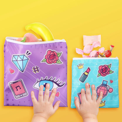 4 Pcs Reusable Snack Bags for Kids, Washable Sandwich Bags,Rainbow