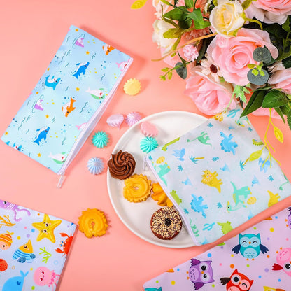 4 Pcs Reusable Snack Bags for Kids, Washable Sandwich Bags,Rainbow