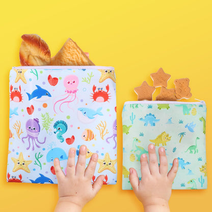 4 Pcs Reusable Snack Bags for Kids, Washable Sandwich Bags,Rainbow