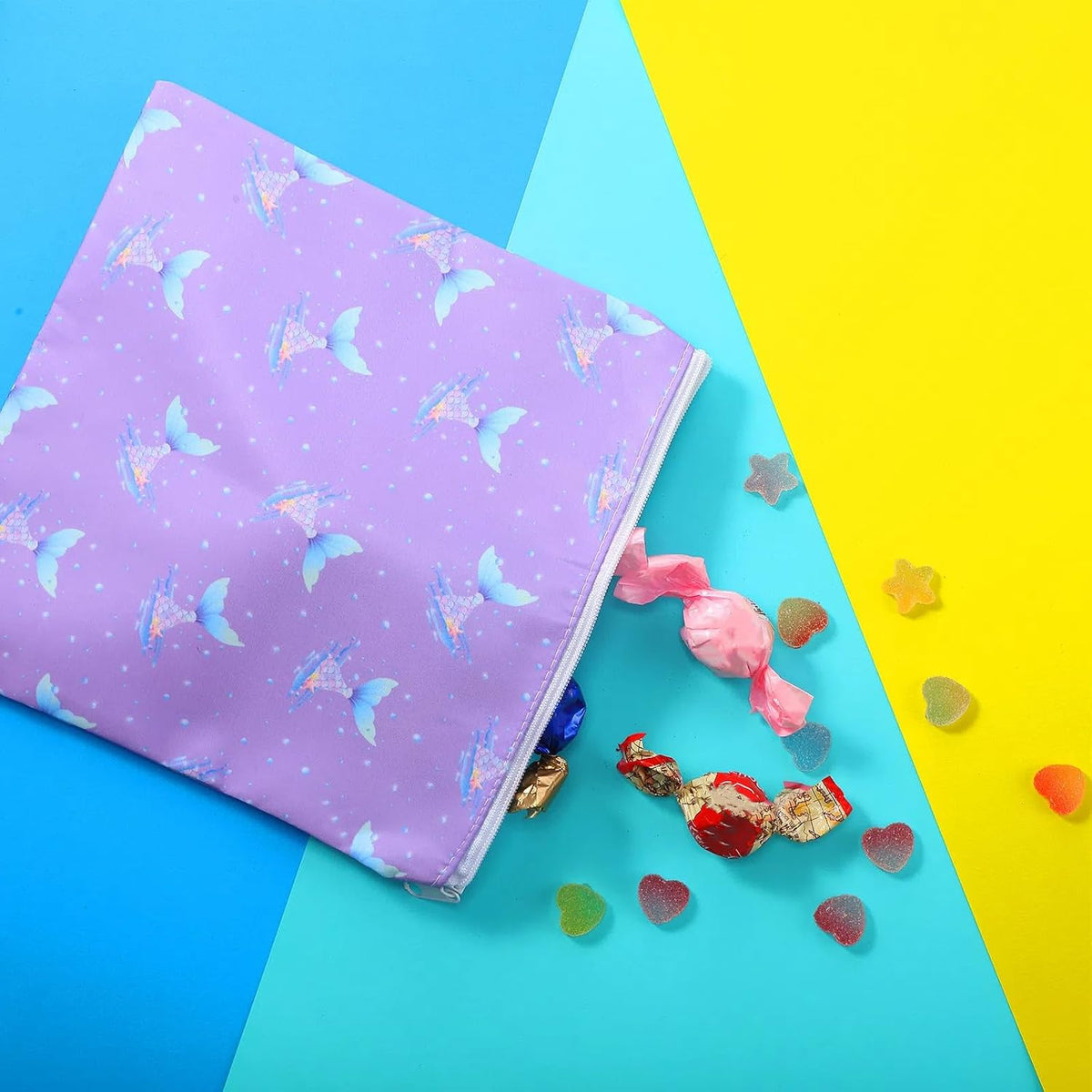 4 Pcs Reusable Snack Bags for Kids, Washable Sandwich Bags,Rainbow