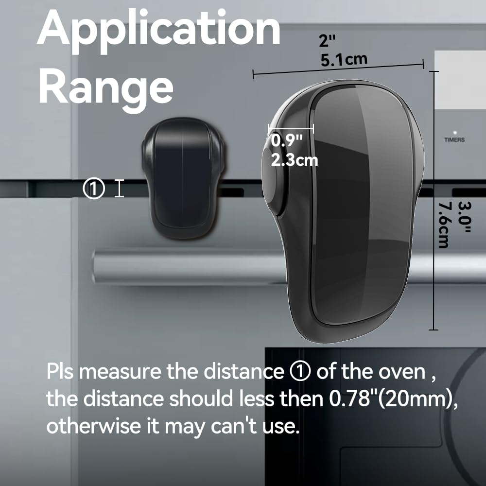 Child Safety Heat-Resistant Oven Door Lock, Oven Front Lock for Kids Easy to Install, Use Adhesive,No Screws or Drill (1 Pack,Clear-Black)(ONLY for Flat Surface)