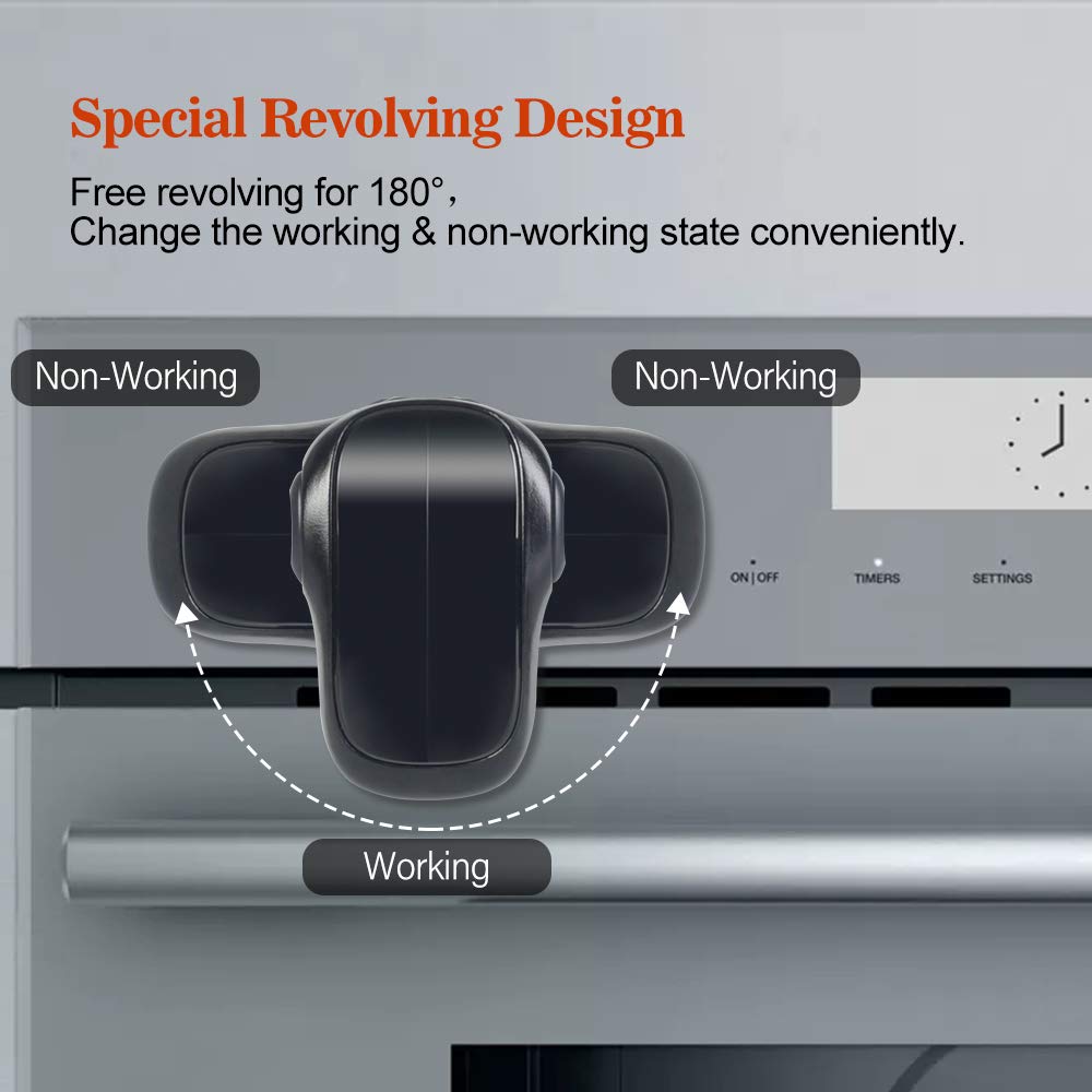 Child Safety Heat-Resistant Oven Door Lock, Oven Front Lock for Kids Easy to Install, Use Adhesive,No Screws or Drill (1 Pack,Clear-Black)(ONLY for Flat Surface)