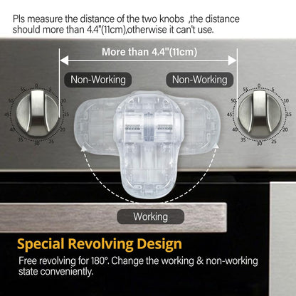 Child Safety Heat-Resistant Oven Door Lock, Oven Front Lock for Kids Easy to Install, Use Adhesive,No Screws or Drill (1 Pack,Clear-Black)(ONLY for Flat Surface)
