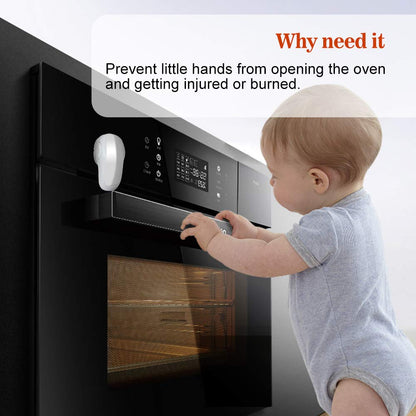 Child Safety Heat-Resistant Oven Door Lock, Oven Front Lock for Kids Easy to Install, Use Adhesive,No Screws or Drill (1 Pack,Clear-Black)(ONLY for Flat Surface)