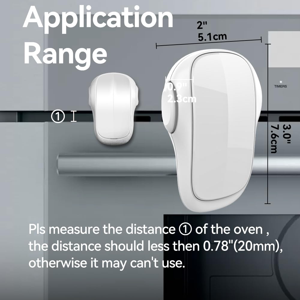 Child Safety Heat-Resistant Oven Door Lock, Oven Front Lock for Kids Easy to Install, Use Adhesive,No Screws or Drill (1 Pack,Clear-Black)(ONLY for Flat Surface)