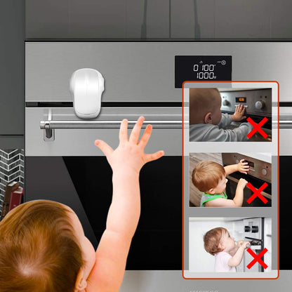 Child Safety Heat-Resistant Oven Door Lock, Oven Front Lock for Kids Easy to Install, Use Adhesive,No Screws or Drill (1 Pack,Clear-Black)(ONLY for Flat Surface)