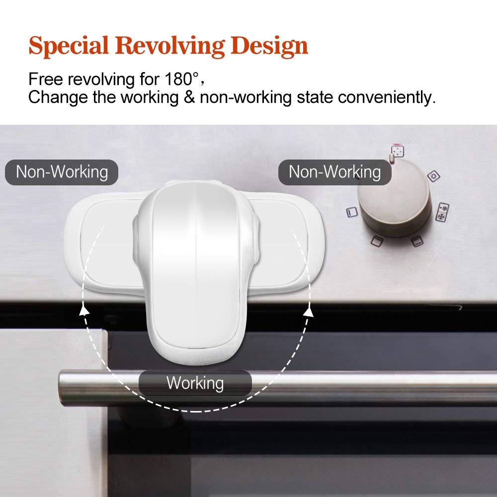 Child Safety Heat-Resistant Oven Door Lock, Oven Front Lock for Kids Easy to Install, Use Adhesive,No Screws or Drill (1 Pack,Clear-Black)(ONLY for Flat Surface)