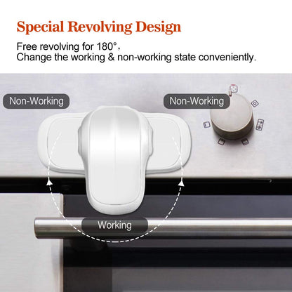 Child Safety Heat-Resistant Oven Door Lock, Oven Front Lock for Kids Easy to Install, Use Adhesive,No Screws or Drill (1 Pack,Clear-Black)(ONLY for Flat Surface)