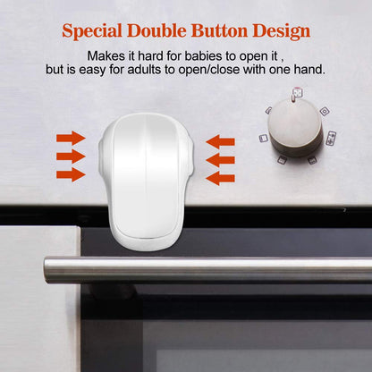 Child Safety Heat-Resistant Oven Door Lock, Oven Front Lock for Kids Easy to Install, Use Adhesive,No Screws or Drill (1 Pack,Clear-Black)(ONLY for Flat Surface)