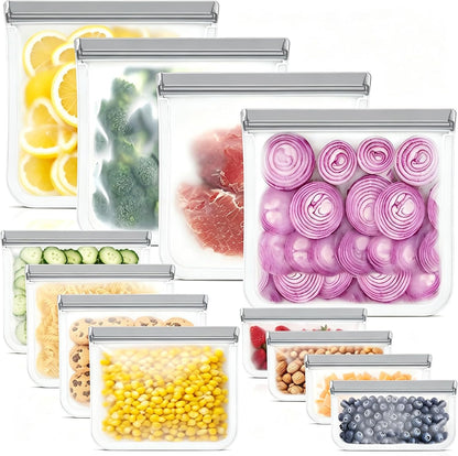 30 Pack Reusable Silicone Food Storage Bags, 4 Size Leak proof Dishwasher Safe Reusable Freezer Bag for Food Storage Containers Lunch Bags for Sandwich, Marinate Meat, Fruit
