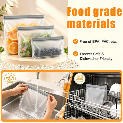 30 Pack Reusable Silicone Food Storage Bags, 4 Size Leak proof Dishwasher Safe Reusable Freezer Bag for Food Storage Containers Lunch Bags for Sandwich, Marinate Meat, Fruit