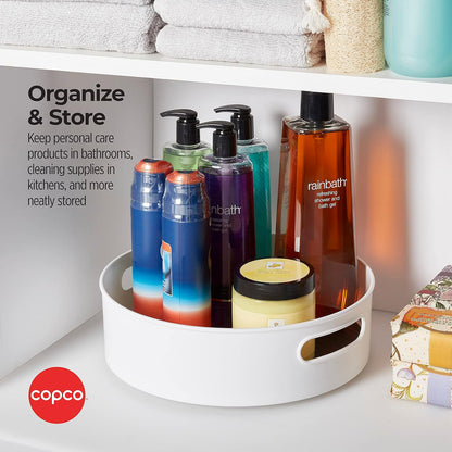 12 Inch Non-Skid Lazy Susan Turntable Organizer for Cabinet, Kitchen, Pantry, Bathroom - Smooth-Glide Rotating Storage with Raised Rim and Handles