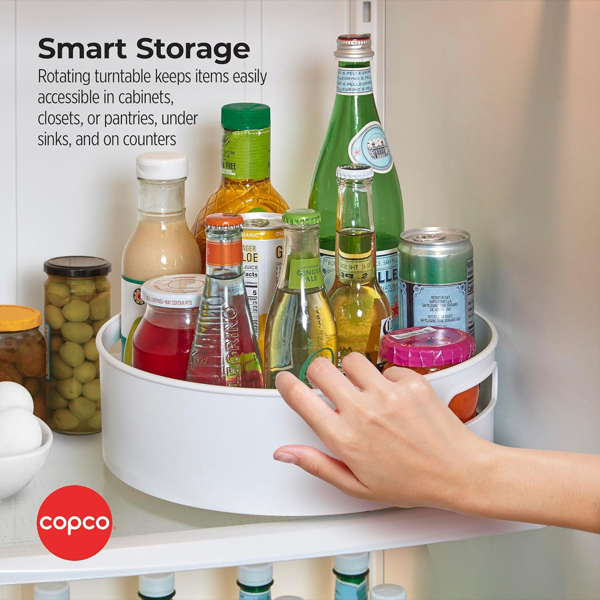 12 Inch Non-Skid Lazy Susan Turntable Organizer for Cabinet, Kitchen, Pantry, Bathroom - Smooth-Glide Rotating Storage with Raised Rim and Handles