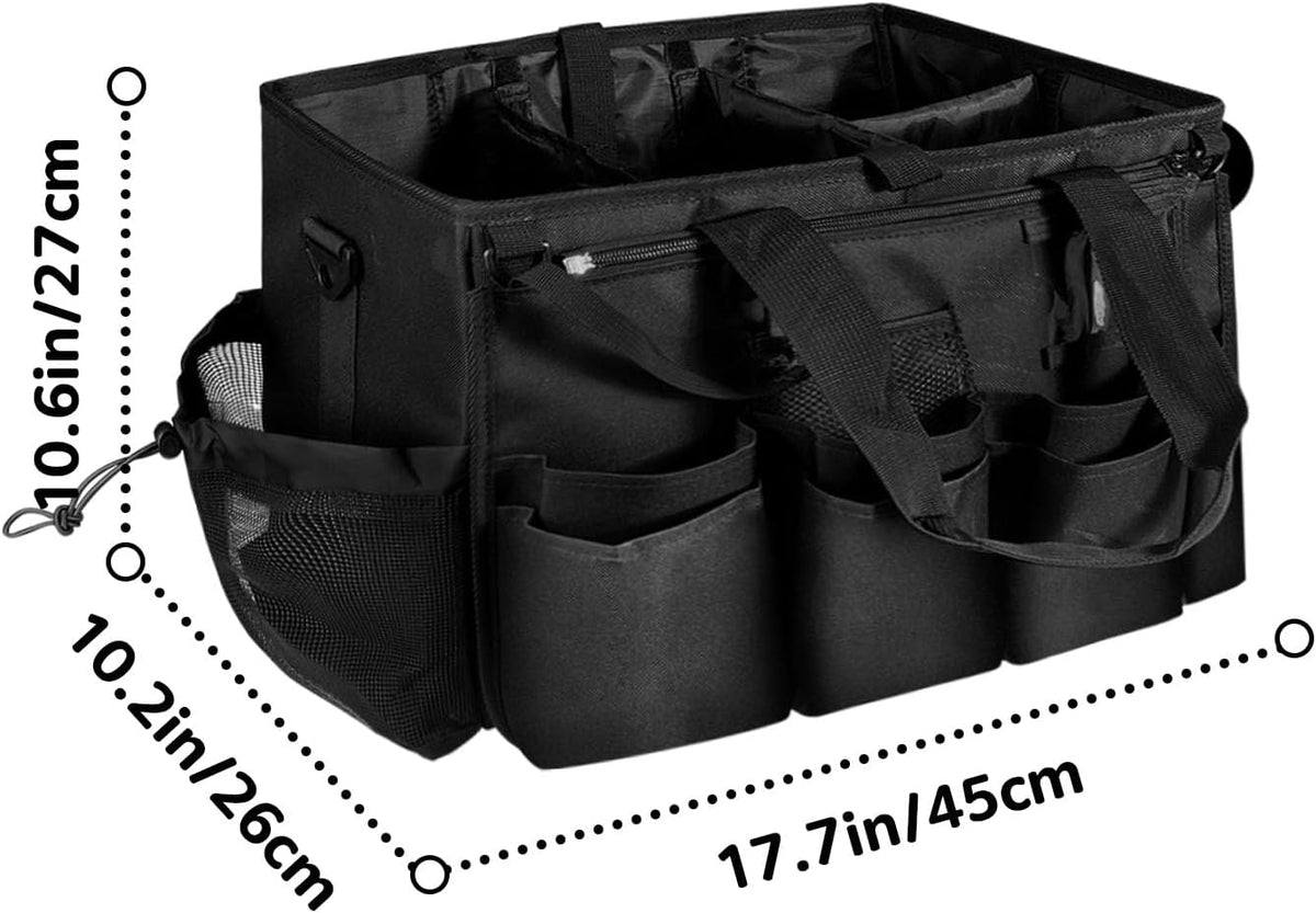 Cleaning Caddy Bag Wearable, Cleaning Caddy Supplies Organizer with Handle, Shoulder Straps & Detachable Divide, Cleaning Tool Organizers Tote Bag for Cleaners & Housekeepers(Pink)