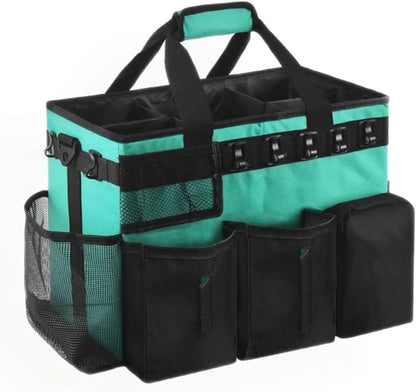 Cleaning Caddy Bag Wearable, Cleaning Caddy Supplies Organizer with Handle, Shoulder Straps & Detachable Divide, Cleaning Tool Organizers Tote Bag for Cleaners & Housekeepers(Pink)