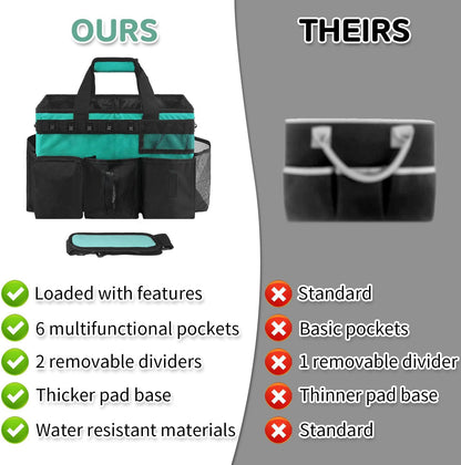 Cleaning Caddy Bag Wearable, Cleaning Caddy Supplies Organizer with Handle, Shoulder Straps & Detachable Divide, Cleaning Tool Organizers Tote Bag for Cleaners & Housekeepers(Pink)