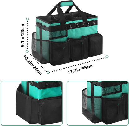 Cleaning Caddy Bag Wearable, Cleaning Caddy Supplies Organizer with Handle, Shoulder Straps & Detachable Divide, Cleaning Tool Organizers Tote Bag for Cleaners & Housekeepers(Pink)