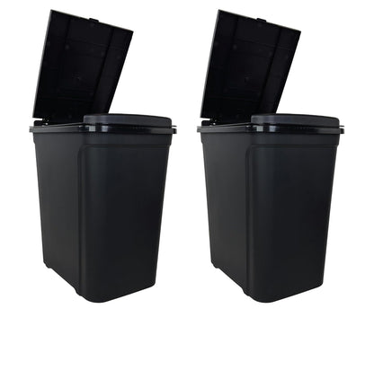 7.6 Gallon Touch Top Trash Can, Black Slim Rectangular Plastic Garbage Bin with Push Lid, Odor Block Waste Bucket Fits Standard 8-Gallon Bags for Kitchen Bedroom Office Dorm Bathroom