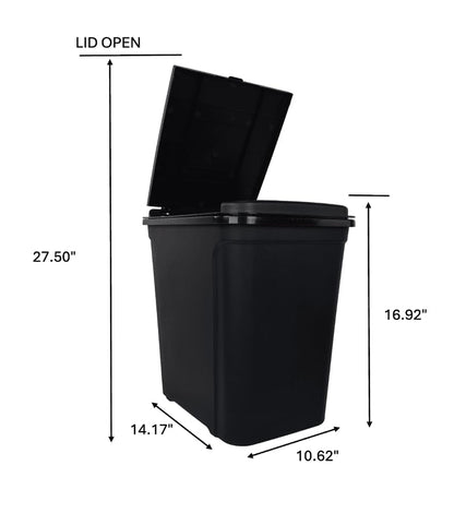 7.6 Gallon Touch Top Trash Can, Black Slim Rectangular Plastic Garbage Bin with Push Lid, Odor Block Waste Bucket Fits Standard 8-Gallon Bags for Kitchen Bedroom Office Dorm Bathroom