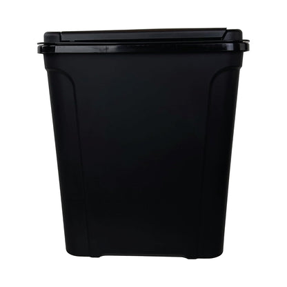 7.6 Gallon Touch Top Trash Can, Black Slim Rectangular Plastic Garbage Bin with Push Lid, Odor Block Waste Bucket Fits Standard 8-Gallon Bags for Kitchen Bedroom Office Dorm Bathroom