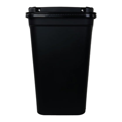 7.6 Gallon Touch Top Trash Can, Black Slim Rectangular Plastic Garbage Bin with Push Lid, Odor Block Waste Bucket Fits Standard 8-Gallon Bags for Kitchen Bedroom Office Dorm Bathroom