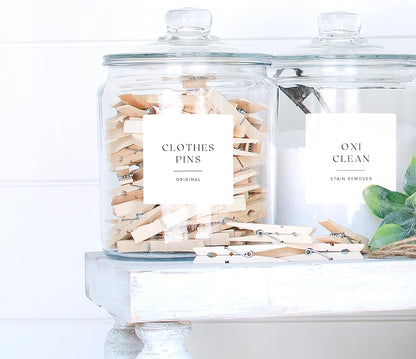 Laundry & Home Organization Labels - 30 Waterproof & Reusable Stickers for Bottles, Jars, Containers | Easy Apply, Matte Minimalist Design | Dishwasher Safe, BPA-Free | USA-Owned