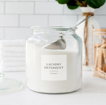 Laundry & Home Organization Labels - 30 Waterproof & Reusable Stickers for Bottles, Jars, Containers | Easy Apply, Matte Minimalist Design | Dishwasher Safe, BPA-Free | USA-Owned