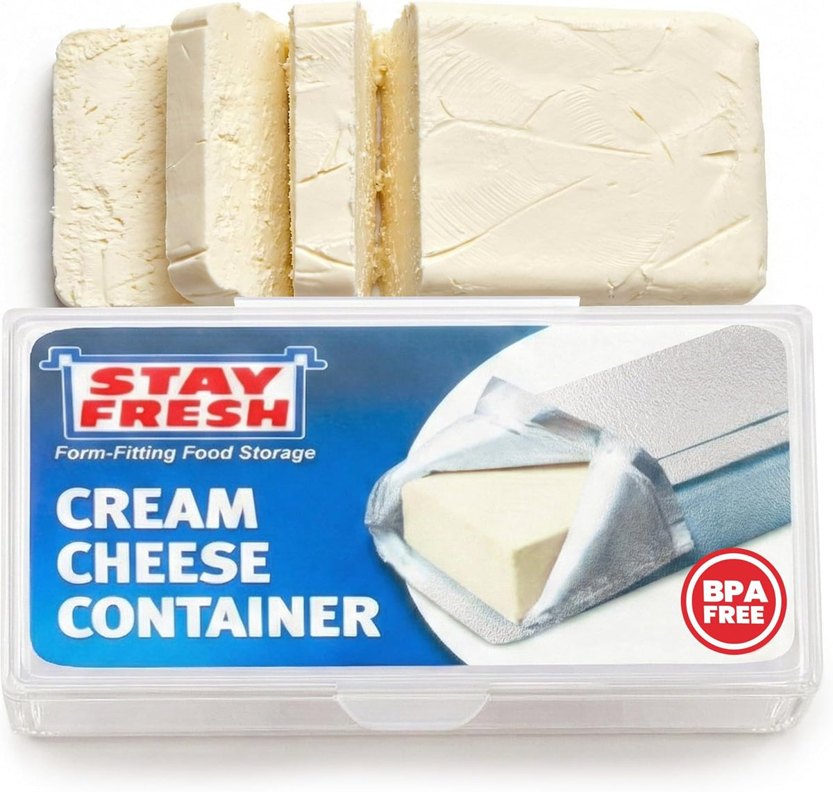 Stay Fresh Cream Cheese Container For Fridge Clear Plastic for Cream Cheese, Dishwasher Safe, BPA Free — Cheese Dish for your Pantry, Counter, Refrigerator