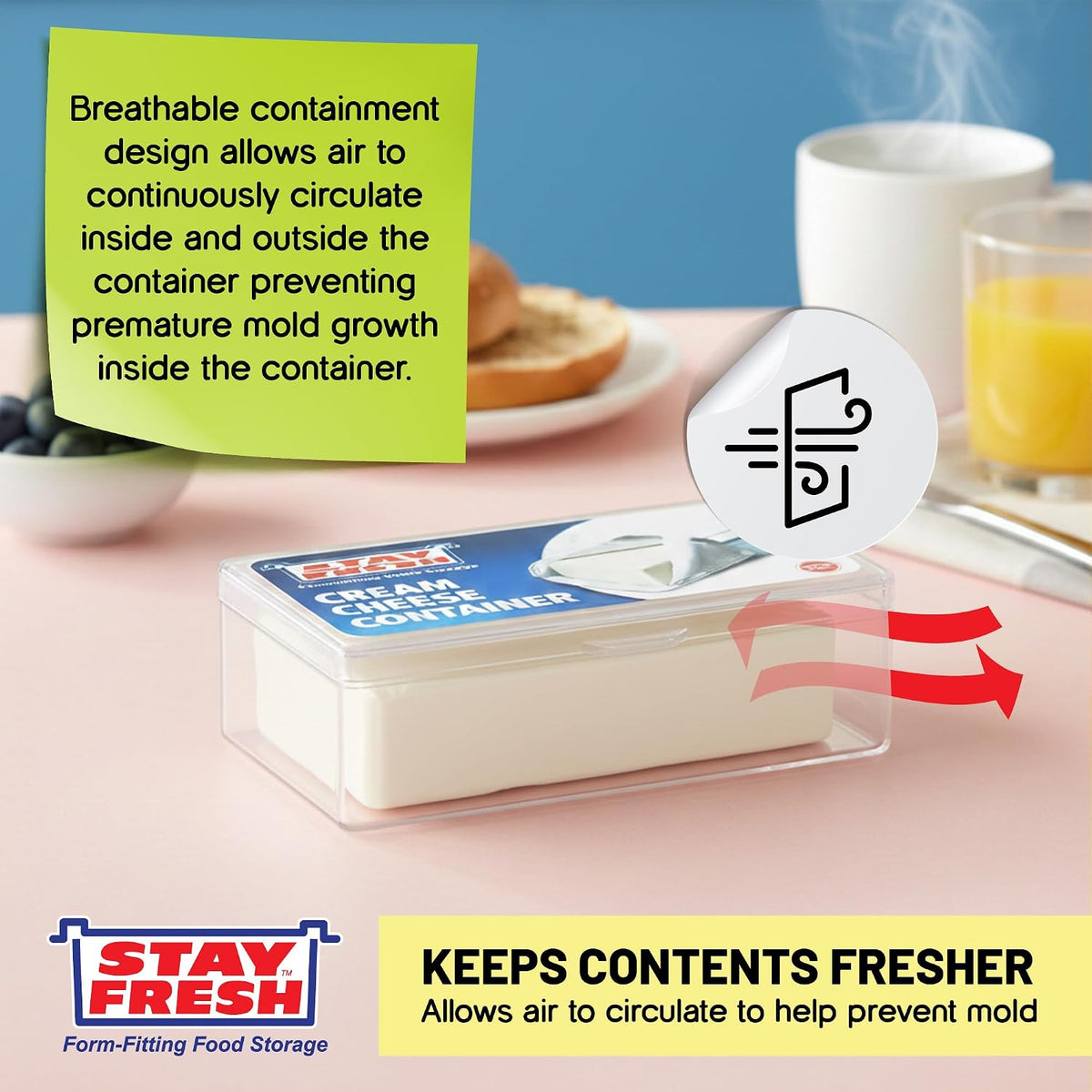 Stay Fresh Cream Cheese Container For Fridge Clear Plastic for Cream Cheese, Dishwasher Safe, BPA Free — Cheese Dish for your Pantry, Counter, Refrigerator