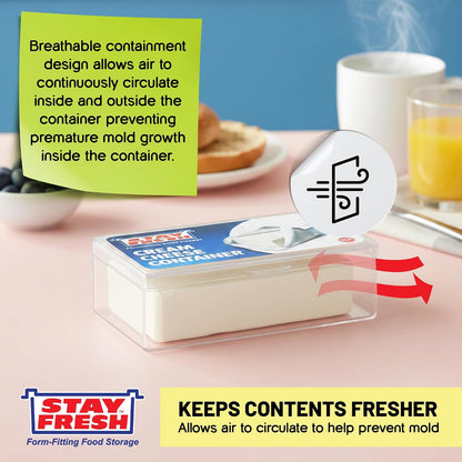 Stay Fresh Cream Cheese Container For Fridge Clear Plastic for Cream Cheese, Dishwasher Safe, BPA Free — Cheese Dish for your Pantry, Counter, Refrigerator