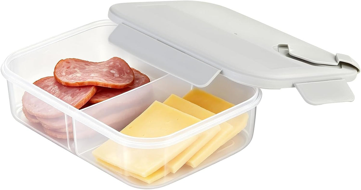 Meat and Cheese Container for Fridge, Deli Meat Container for Fridge Organizers and Storage, Categorized Storage for Neater Organization, Double Compartment Snack Container with Lid, Keep Food Fresh