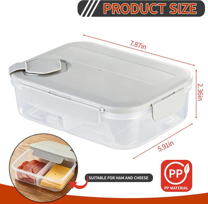 Meat and Cheese Container for Fridge, Deli Meat Container for Fridge Organizers and Storage, Categorized Storage for Neater Organization, Double Compartment Snack Container with Lid, Keep Food Fresh